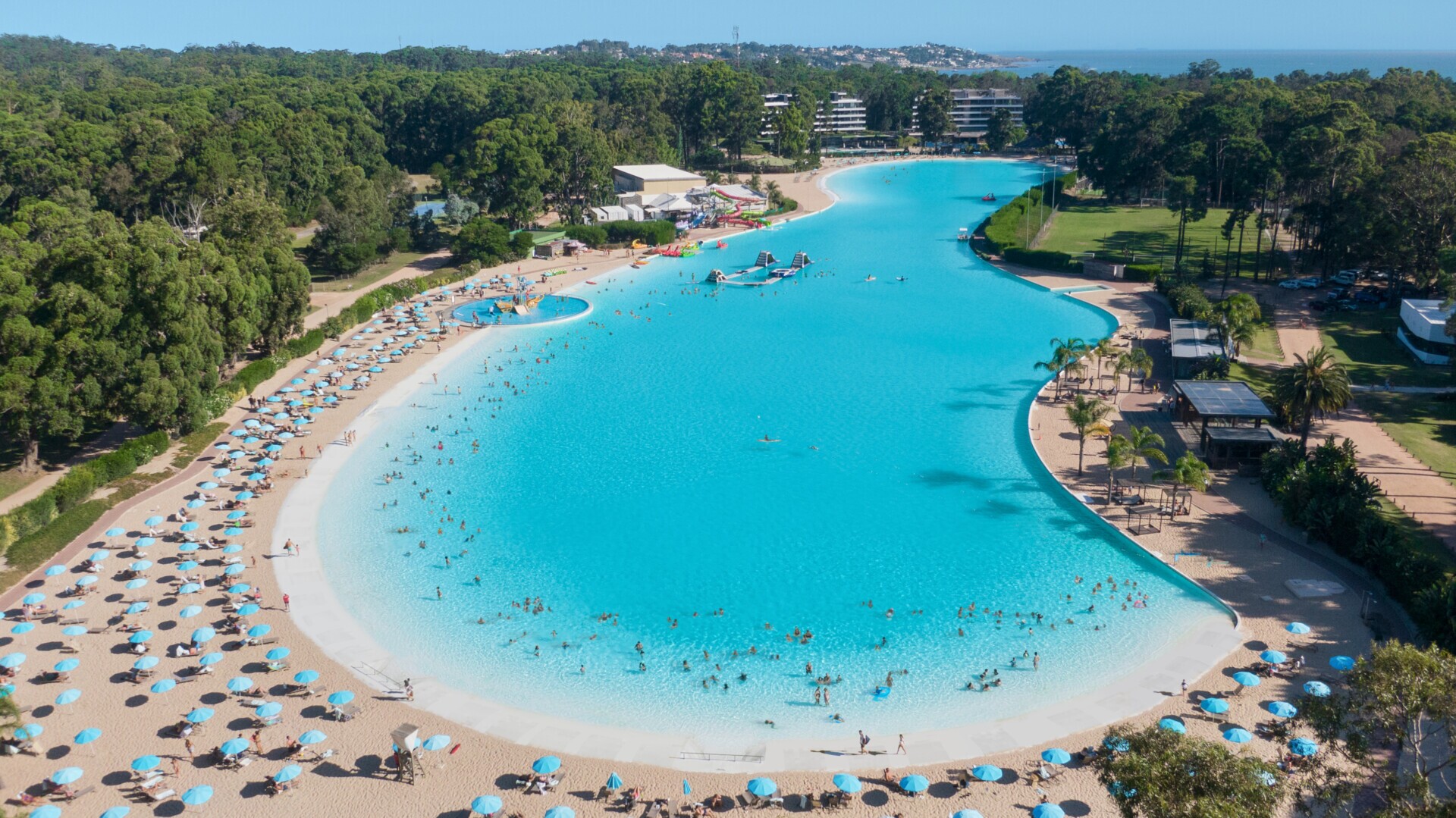 Aerial view of Solanas resort with Crystal Lagoons in Punta del Este, Uruguay