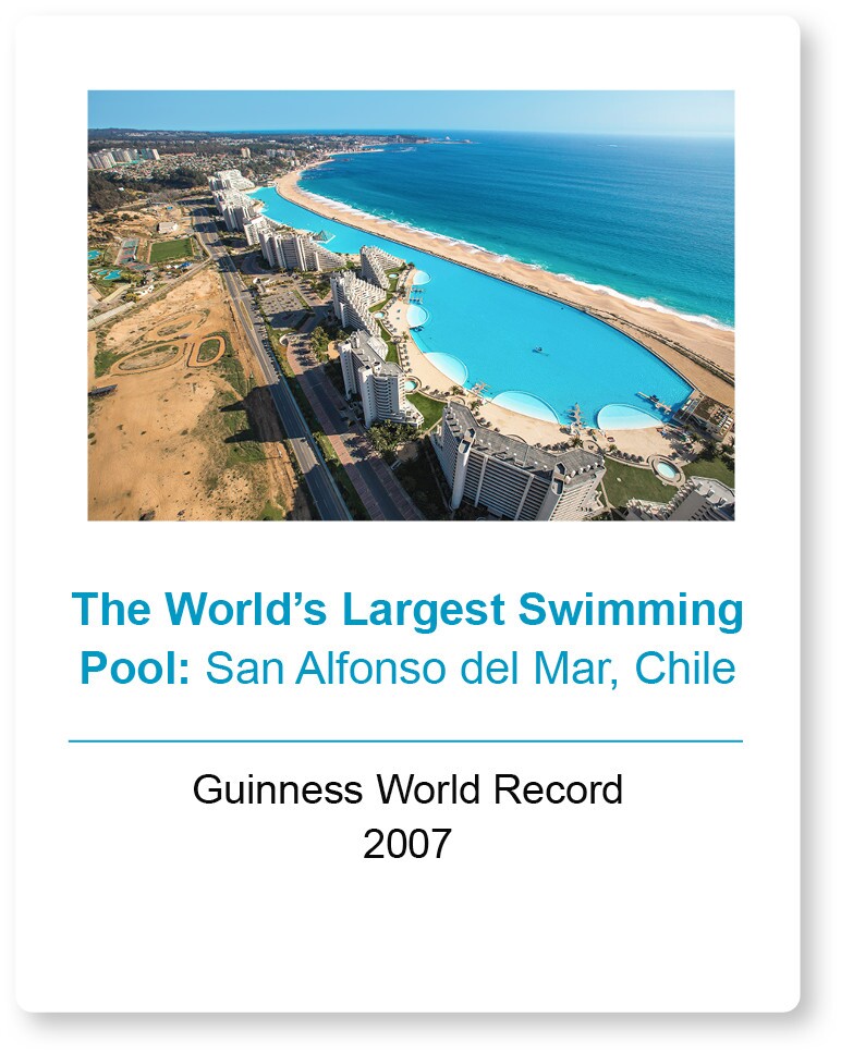 Aerial view of San Alfonso del Mar, Chile, world’s largest swimming pool, Guinness World Record 2007
