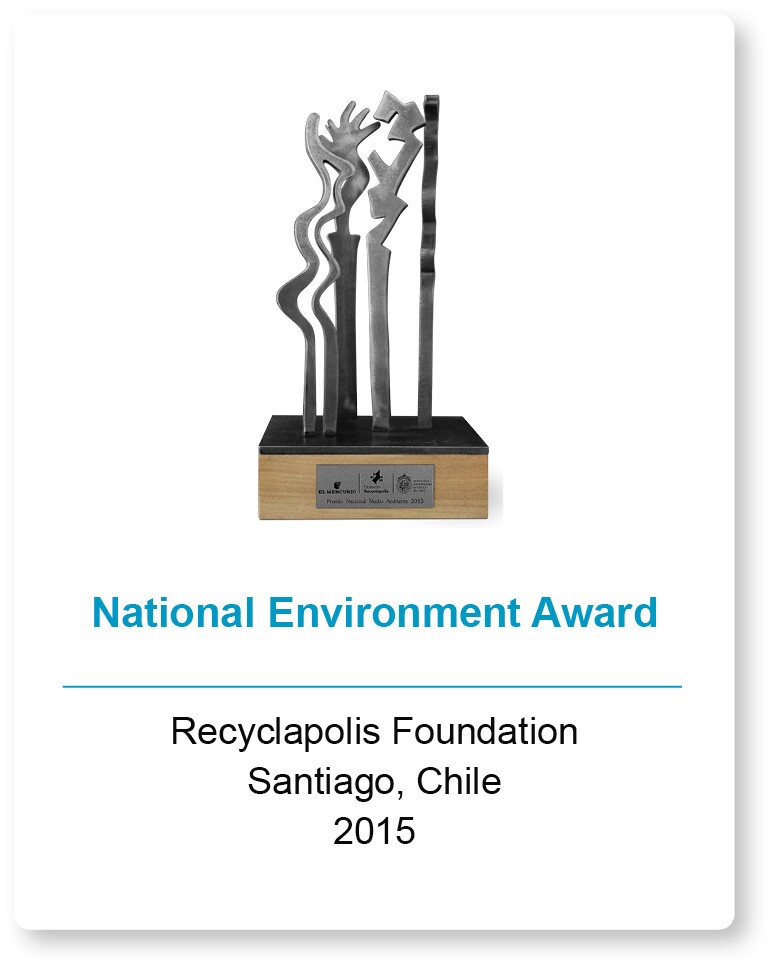 National Environment Award 2015 trophy, Recyclapolis Foundation, Crystal Lagoons Chile