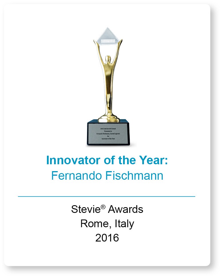 Gold Stevie Award 2016, Innovator of the Year, Fernando Fischmann, Crystal Lagoons