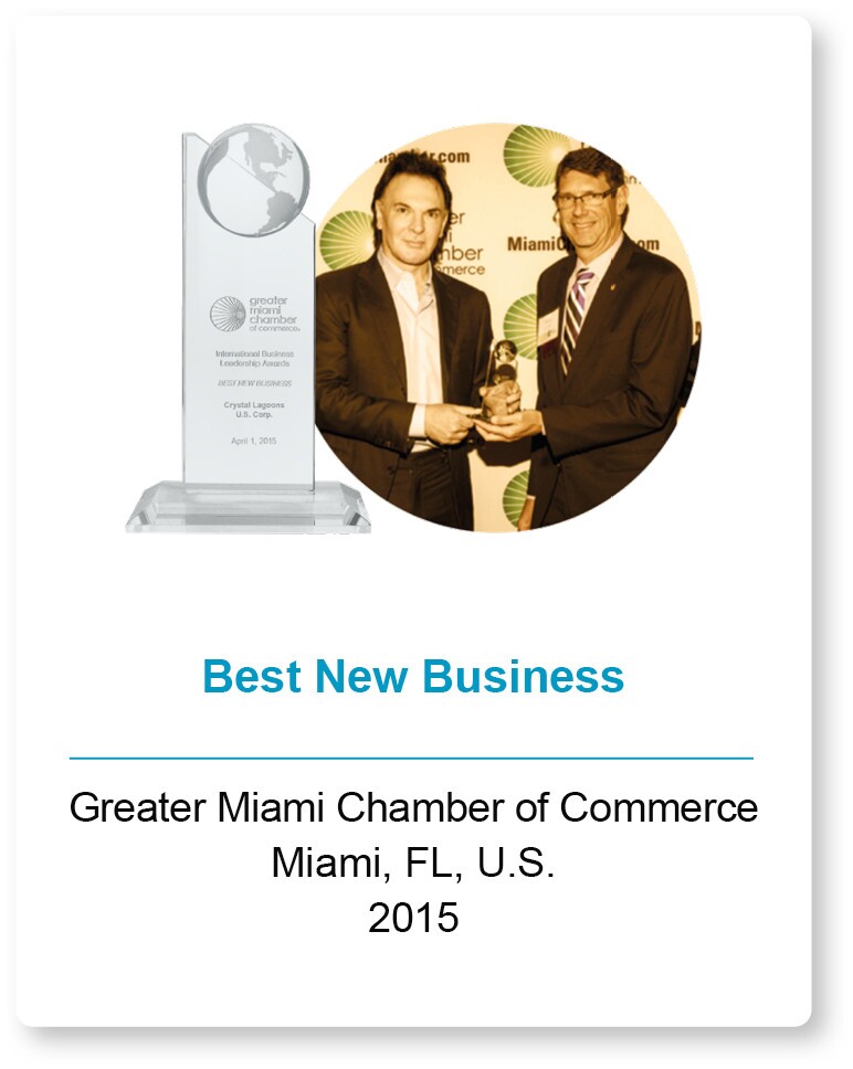 Crystal Lagoons receives Best New Business award, Greater Miami Chamber of Commerce 2015
