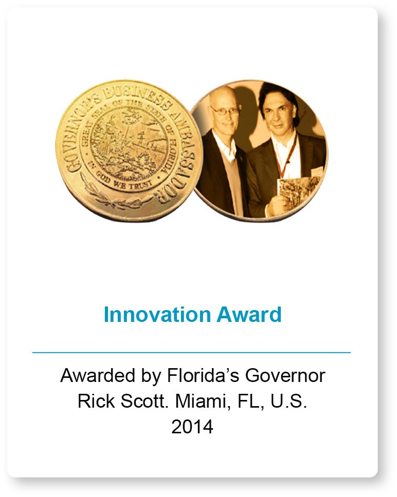 Innovation Award 2014 presented by Florida Governor Rick Scott to Crystal Lagoons