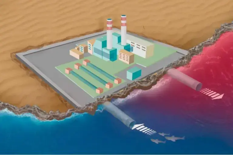 Illustration of a coastal power plant
