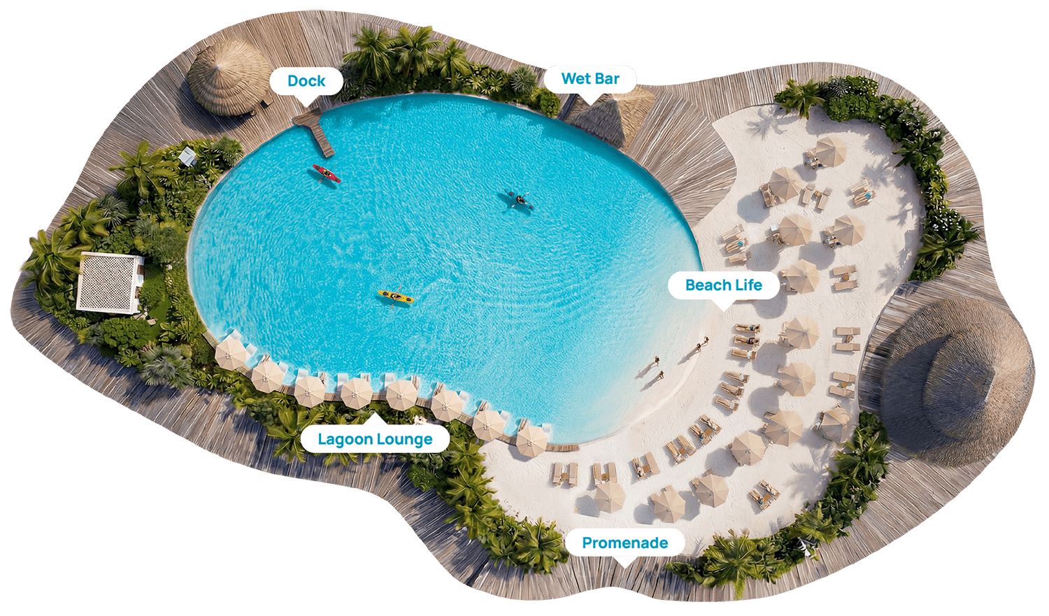 3D render of a 5,400 sq ft (500 m²) Small Lagoon by Crystal Lagoons™ model
